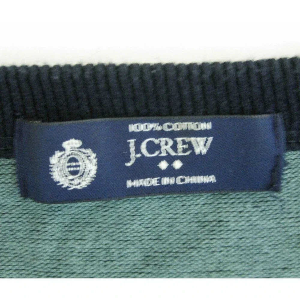 J.CREW Men's (Size Large) Solid Navy Blue V-Neck 100% Cotton Sweater Shirt Top